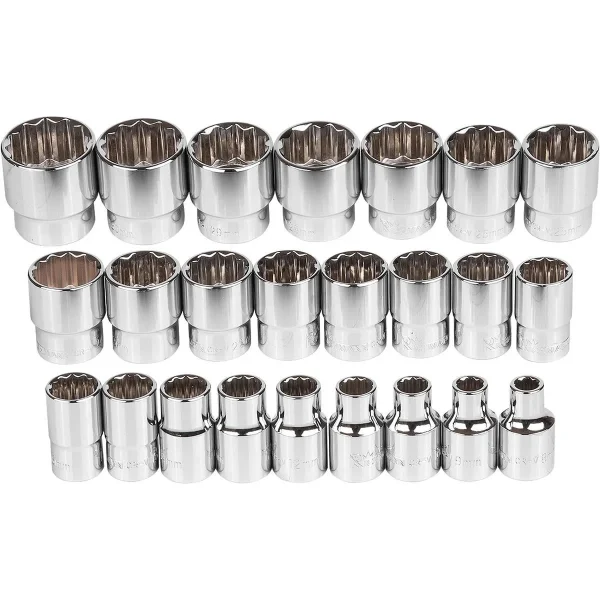 Set capete tubulare, sertar TIP A (385x150 mm) pentru dulap mobil, 1/2", 8-32 mm, 24 buc, RICHMANN EXCLUSIVE