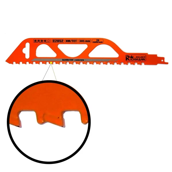 Panza, lama, fierastrau tip sabie, pentru beton celular, HM/TCT, 20 dinti, 305 mm, Richmann Exclusive