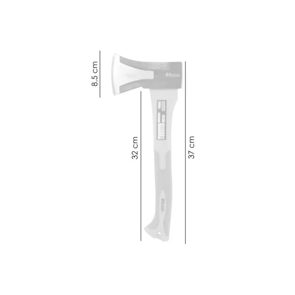 Topor pentru despicat, coada fibra, maner cauciucat, 1 kg, 8.5x37 cm, Richmann Exclusive