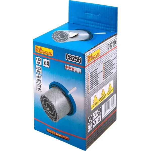 Carote diamantate, cu ghidaj, set 4 buc, 33-73 cm, Richmann