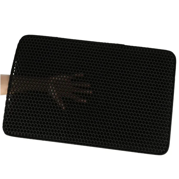 Covoras impermeabil pentru litiera pisici, dimensiune 40 x 60 cm, dublu strat, culoare Neagra