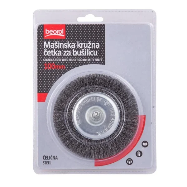 Perie sarma otel, circulara, cu tija, 100 mm, Beorol