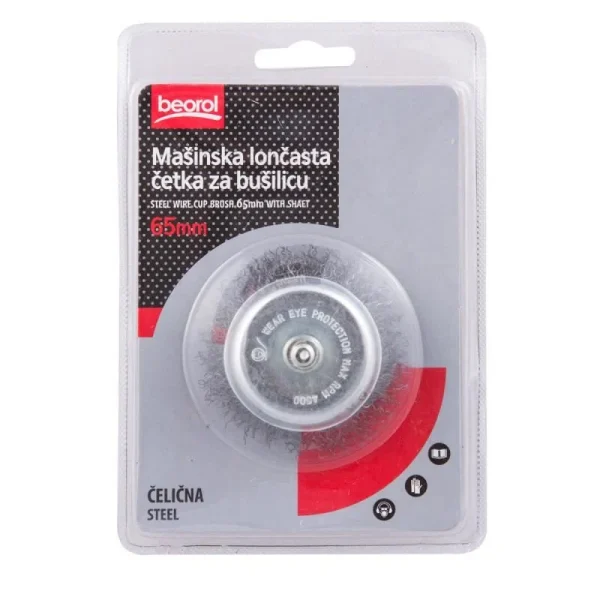 Perie sarma otel, circulara, cu tija, 65 mm, Beorol