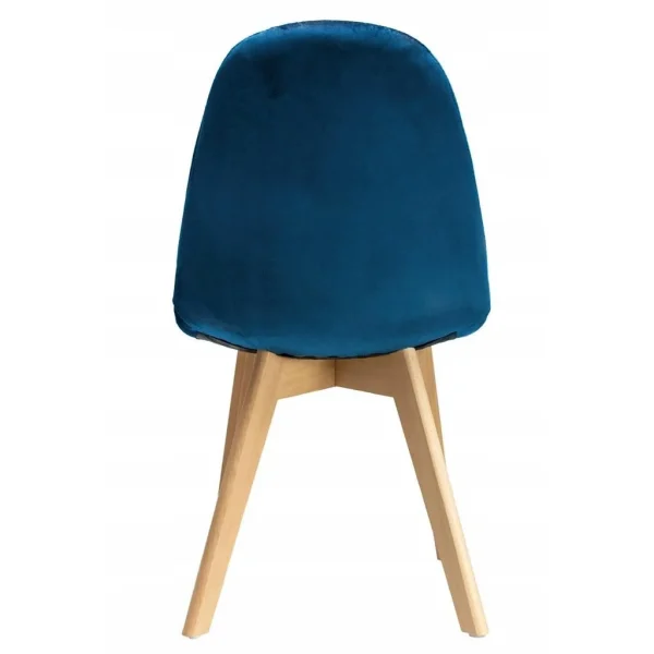 Scaun bucatarie/living, catifea si PU, albastru marin, 43x54x81 cm, Colin