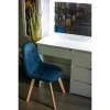 Scaun bucatarie/living, catifea si PU, albastru marin, 43x54x81 cm, Colin