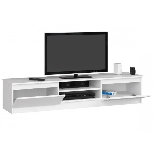 Comoda pentru TV, placa laminata, 4 rafturi, alb, 160x40x33.4 cm