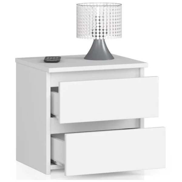 Comoda/noptiera, placa laminata, 2 sertare, alb, 40x35x40 cm