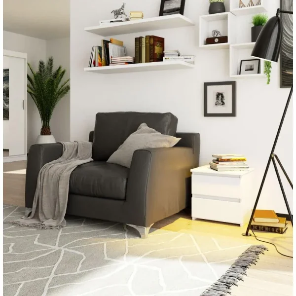 Comoda/noptiera, placa laminata, 2 sertare, alb, 40x35x40 cm