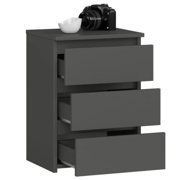 Comoda, placa laminata, 3 sertare, gri grafit, 40x35x56.8 cm