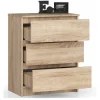 Comoda, placa laminata, 3 sertare, stejar Sonoma, 60x40x77 cm