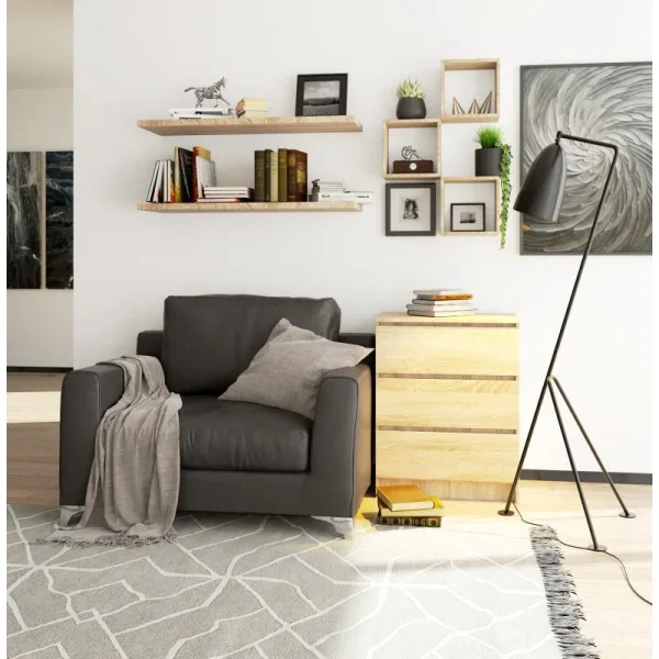 Comoda, placa laminata, 3 sertare, stejar Sonoma, 60x40x77 cm