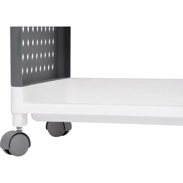 Comoda/raft plastic, MagicHome, pe roti, 5 polite, gri si alb, max 25 kg, 49x29x97 cm