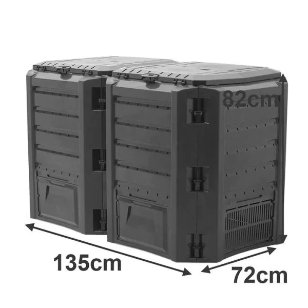 Compostor de gradina, 2 module, Module Compogreen, 800 L, negru, 135x71.9x82.6 cm, Prosperplast
