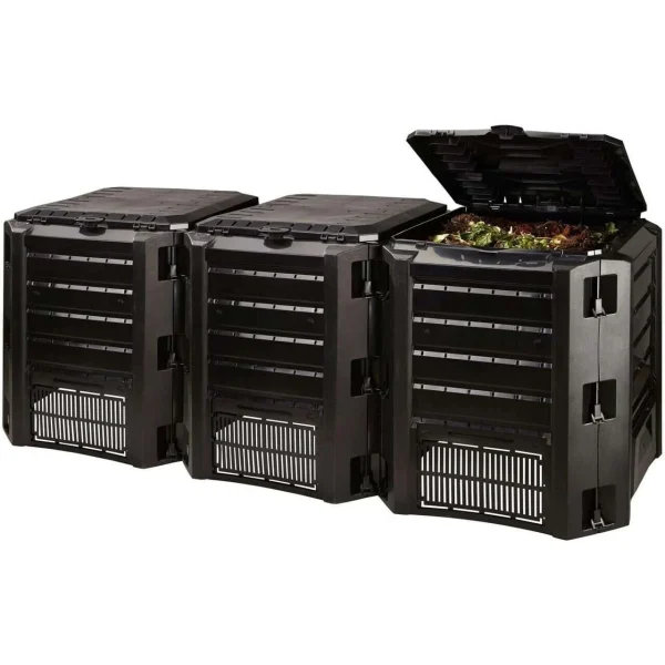 Compostor de gradina, 3 module, Module Compogreen, 1200 L,  negru, 198x71.9x82.6 cm, Prosperplast