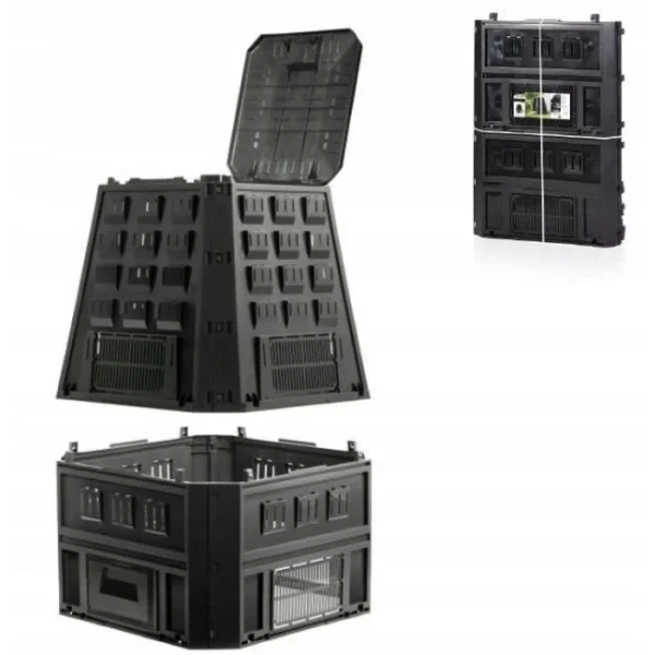 Compostor de gradina, 850 L, negru, Evoblack