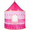 Cort de joaca pentru copii, Kruzzel, tip castel, cu husa, model buline si coronite, roz, 105x135 cm