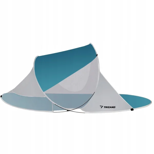Cort plaja, Trizand, cu protectie UV, husa, albastru si alb, 190x120x90 cm