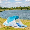 Cort plaja, Trizand, cu protectie UV, husa, albastru si alb, 190x120x90 cm