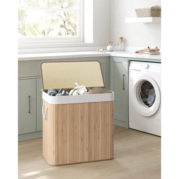 Cos rufe, 3 compartimente, bambus, natur, 150 L, 60x40x61.5 cm, Artool