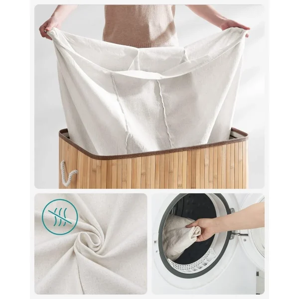 Cos rufe, 3 compartimente, bambus, natur, 150 L, 60x40x61.5 cm, Artool