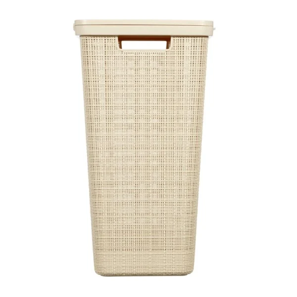 Cos rufe, Curver, 2 manere, capac, bej, 58 L, 43x34x60 cm