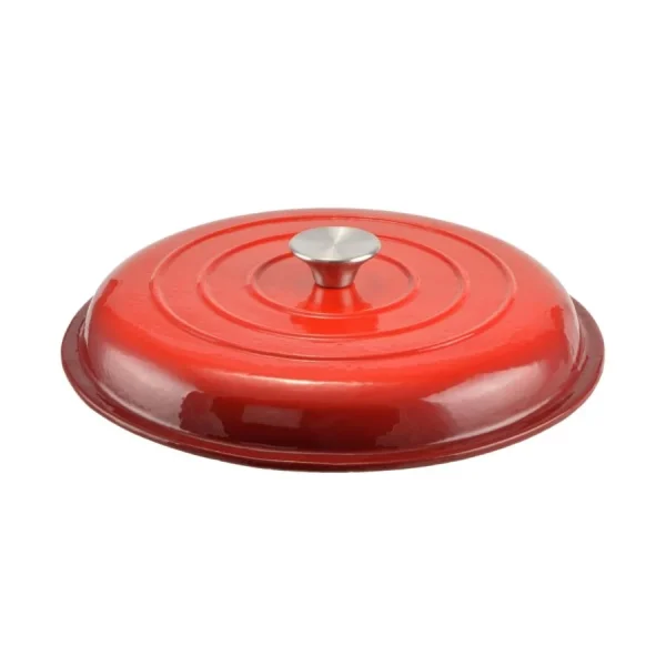 Cratita cu capac, fonta emailata, rosie, 2.5 L, Perfect Home