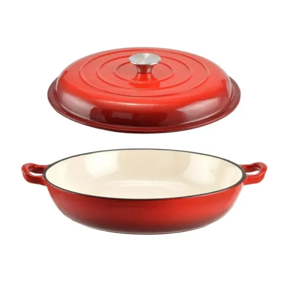 Cratita cu capac, fonta emailata, rosie, 2.5 L, Perfect Home