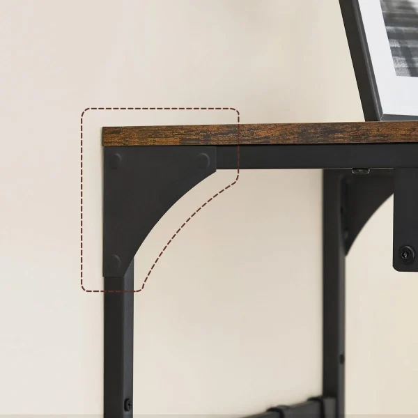 Cuier de perete cu raft, Artool, 8 carlige, otel, pal, negru si maro rustic, 40x24x24 cm