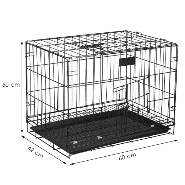 Cusca pentru animale de companie, Springos, metal, plastic, pliabila, negru si argintiu, 60x42x50 cm