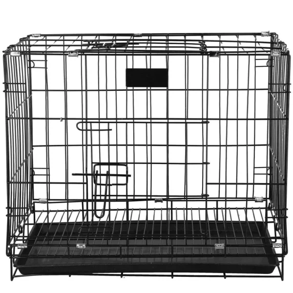 Cusca pentru animale de companie, Springos, metal, plastic, pliabila, negru si argintiu, 60x42x50 cm