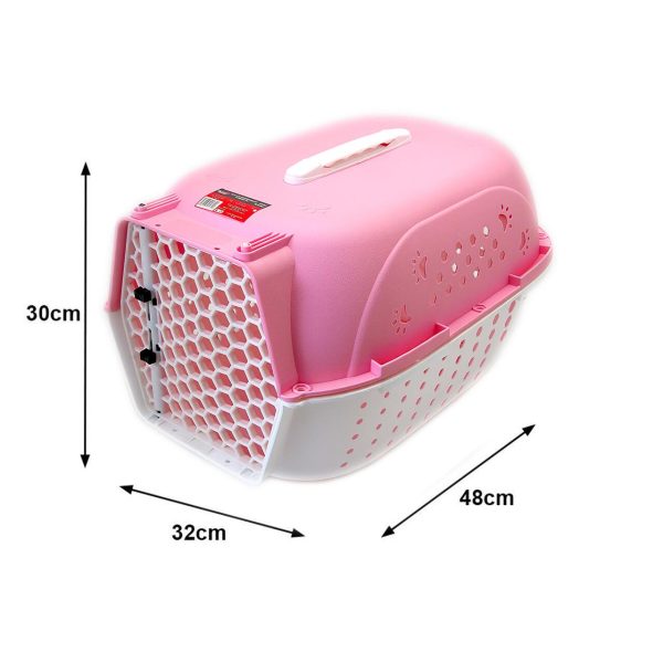 Cusca/geanta pentru transport caine/pisica, Verk Group, plastic, roz si alb, 48x32x30 cm