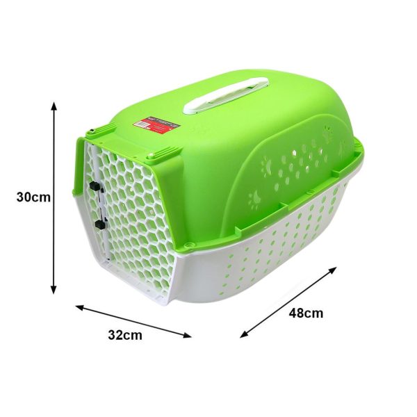 Cusca/geanta pentru transport caine/pisica, Verk Group, plastic, verde si alb, 48x32x30 cm