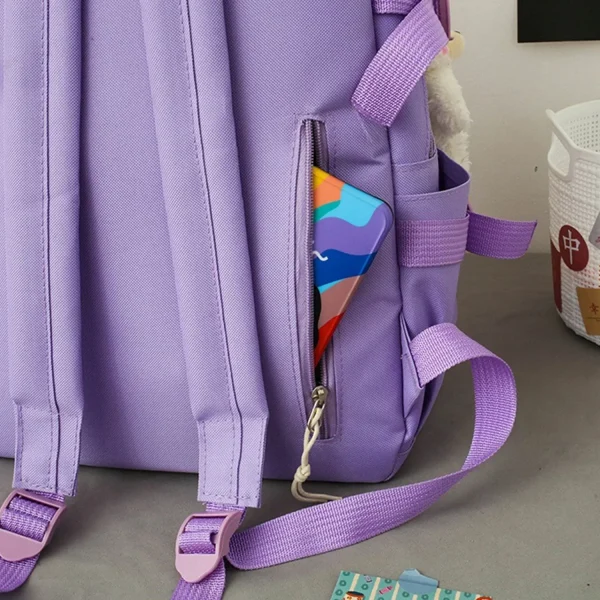 Set 4-in-1 pentru Scolari sau Prescolari - (rucsac, geanta de umar, plic elegant, penar), culoare VIOLET cu IEPURAS, Cod AVX-WT-BUNN-VIOLET