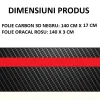 Sticker autoadeziv Tuning, model "Rally Stripe Carbon 3D", dimensiune 140 x 17 cm, culoare Negru/Rosu