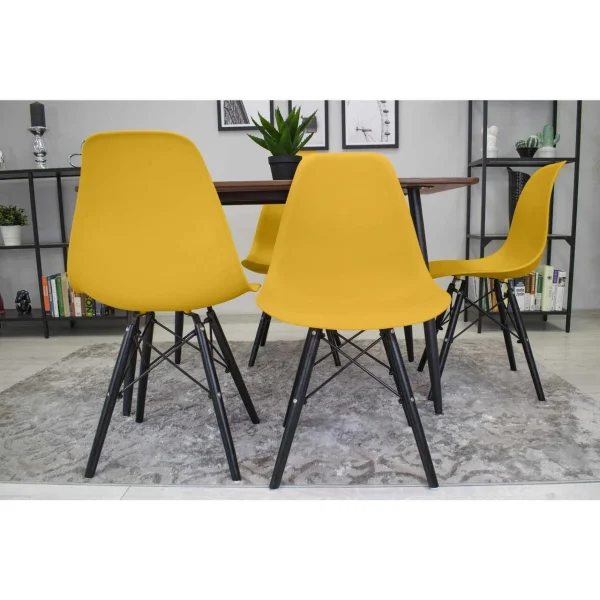 Scaun stil scandinav, Artool, Osaka, PP mustar, picioare lemn negru, 46x54x81 cm