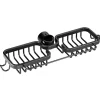 Raft organizator dublu, universal pentru bucatarie sau baie, montaj pe robinet, material otel, culoare Neagra