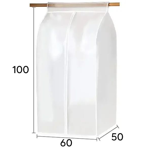 Organizator protectie haine, dimensiune 90 x 60 x 50 cm. culoare transparent, material textil
