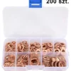 Set 200 de șaibe din cupru, 9 dimensiuni diferite, pentru buson baie de ulei sau alte reparatii