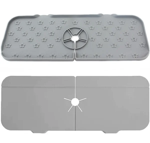 Covoras din silicon anti-picurator pentru lavoare, dimensiune 36,5 x 14 cm, culoare Gri