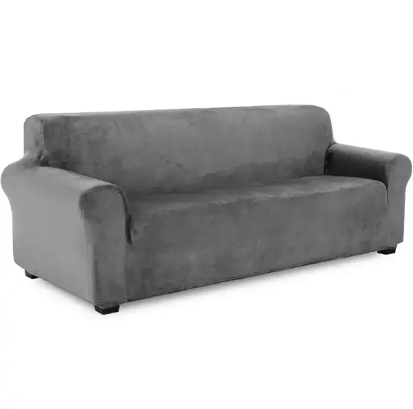 Husa universala pentru canapea standard cu 3 locuri, imitatie catifea, culoare GRI