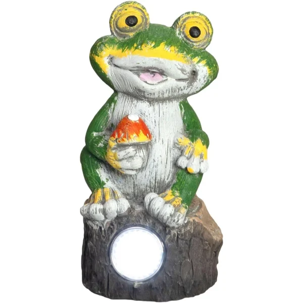 Decoratiune gradina, beton, lampa solara, broasca, 2xLED, 9.5x9x19 cm, Strend Pro
