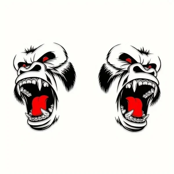 Set 2 stickere autoadezive Tuning in doua culori, model "Gorilla", dimensiune 70 x 47 cm, culoare Negru + Rosu