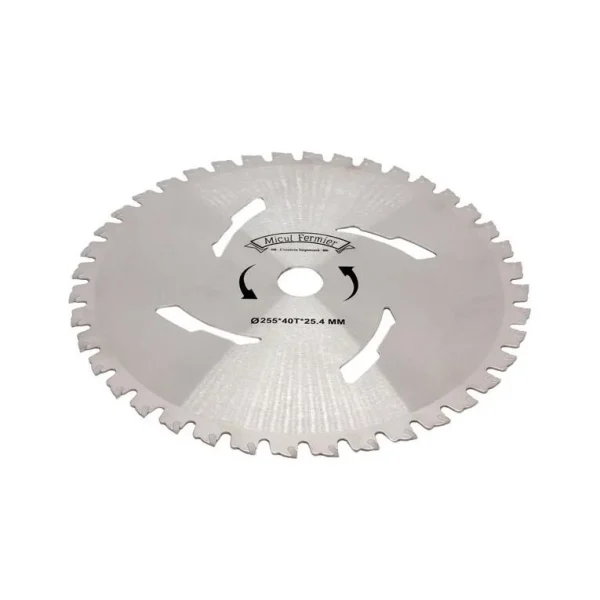 Disc circular vidia pentru motocoasa/trimmer, Micul Fermier, taiere arbusti, 255x25.4 mm, 40 dinti