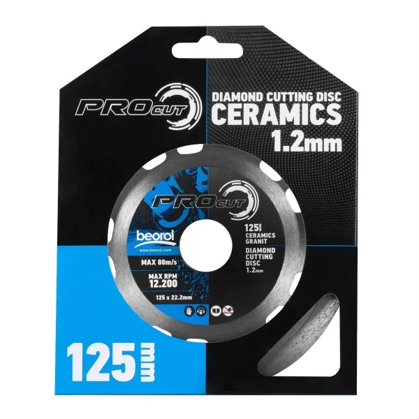 Disc diamantat, placi ceramice, granit, 125 mm/22.2 mm, Beorol