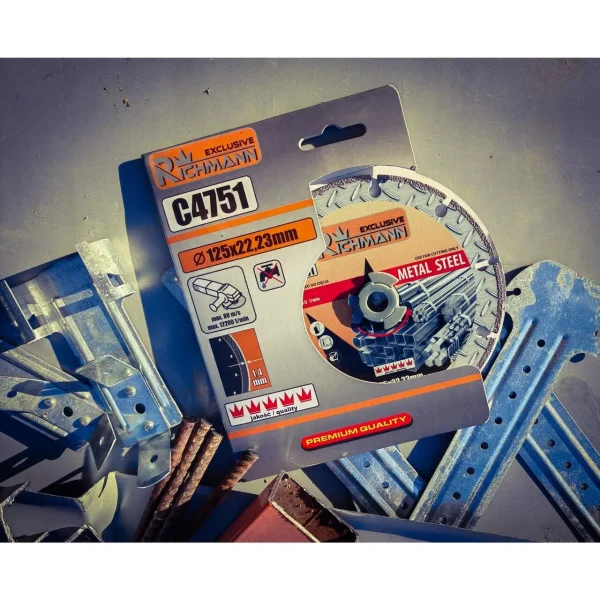 Disc diamantat segmentat, metal, taiere uscata, 125x1.4 mm, Richmann Exclusive
