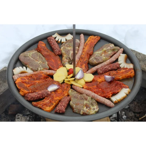 Disc pentru gratar, fonta, tip grill, cu picioare si agatator, 50 cm, Barbeque 