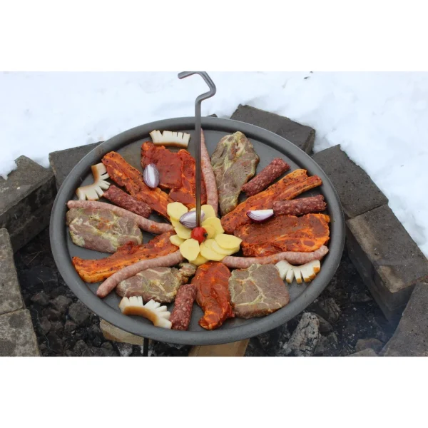 Disc pentru gratar, fonta, tip grill, cu picioare si agatator, 50 cm, Barbeque 