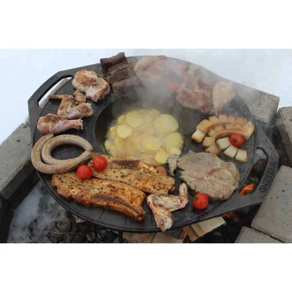 Disc pentru gratar, fonta, tip grill, cu picioare, 52 cm, Mixt Barbeque 