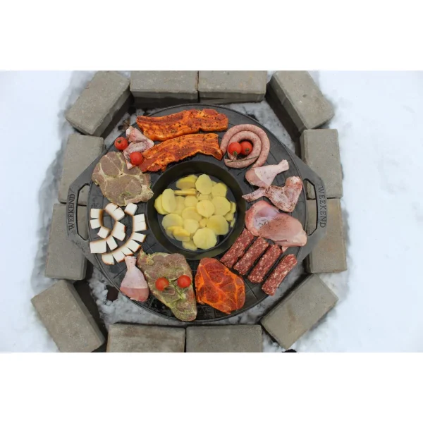 Disc pentru gratar, fonta, tip grill, cu picioare, 52 cm, Mixt Barbeque 
