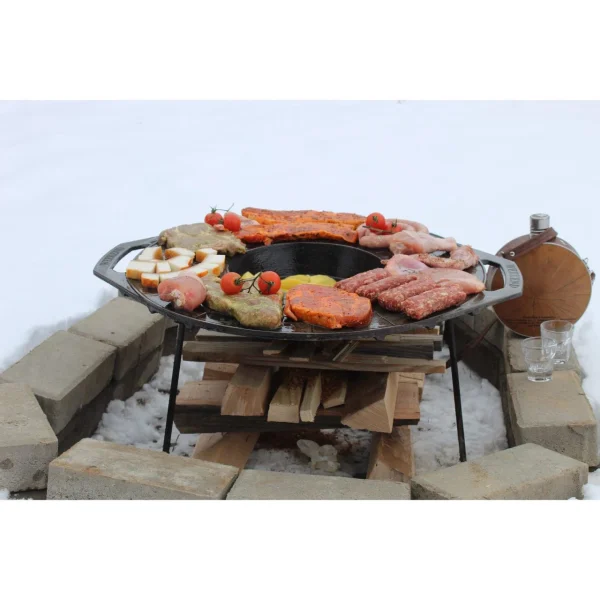 Disc pentru gratar, fonta, tip grill, cu picioare, 52 cm, Mixt Barbeque 